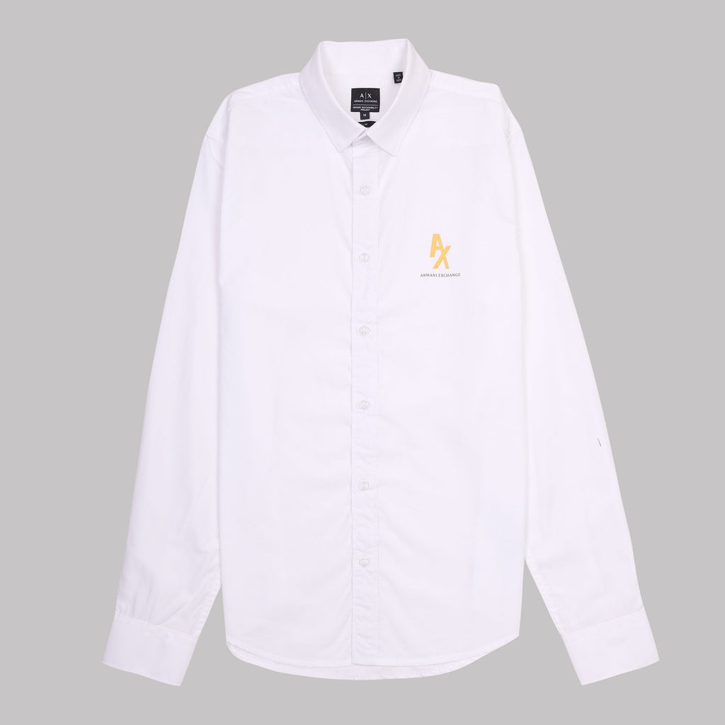 Armani Exchange Classic White Button-Up Shirt with Logo