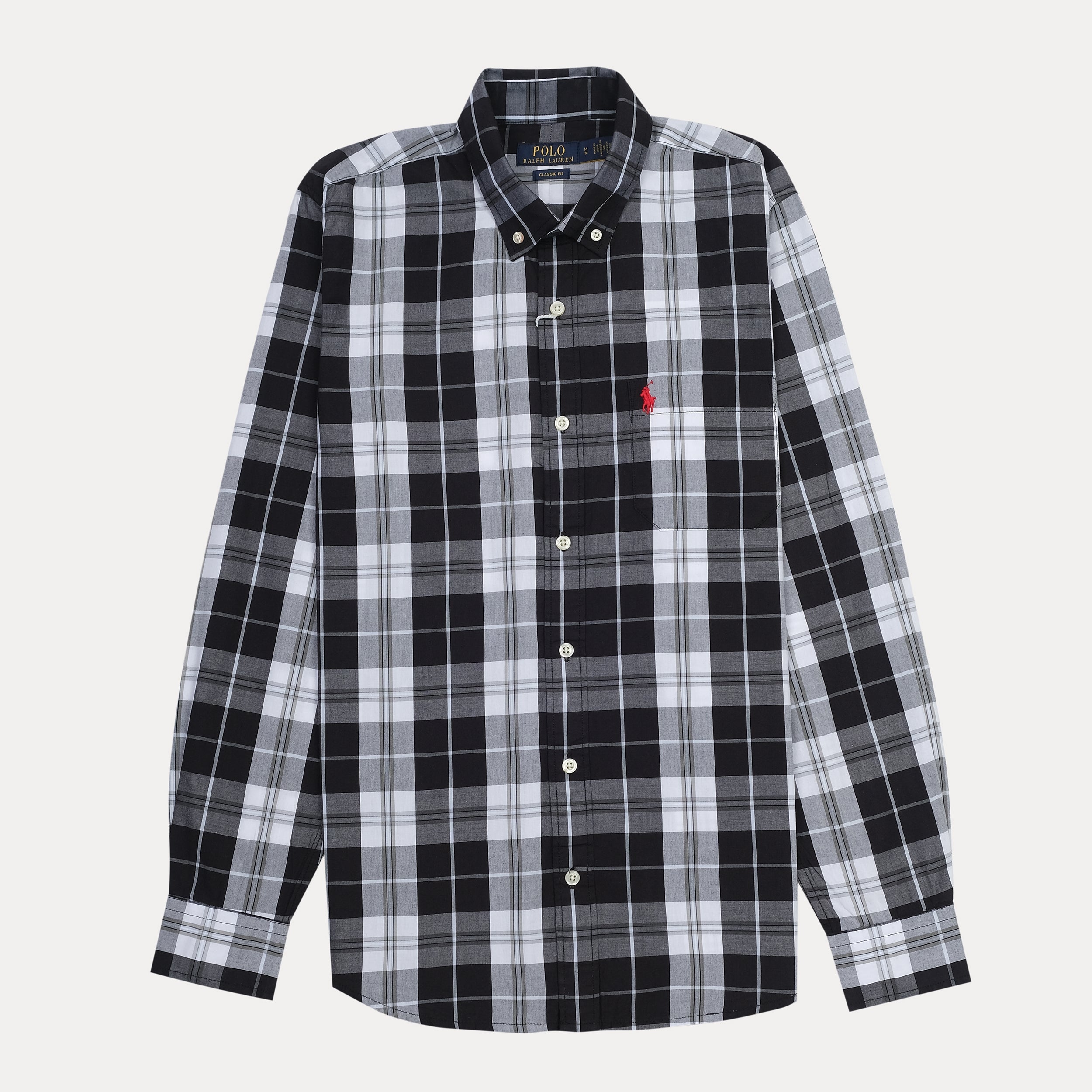 Polo Ralph Lauren Classic Fit Plaid Shirt in Charcoal Checkered Elegance