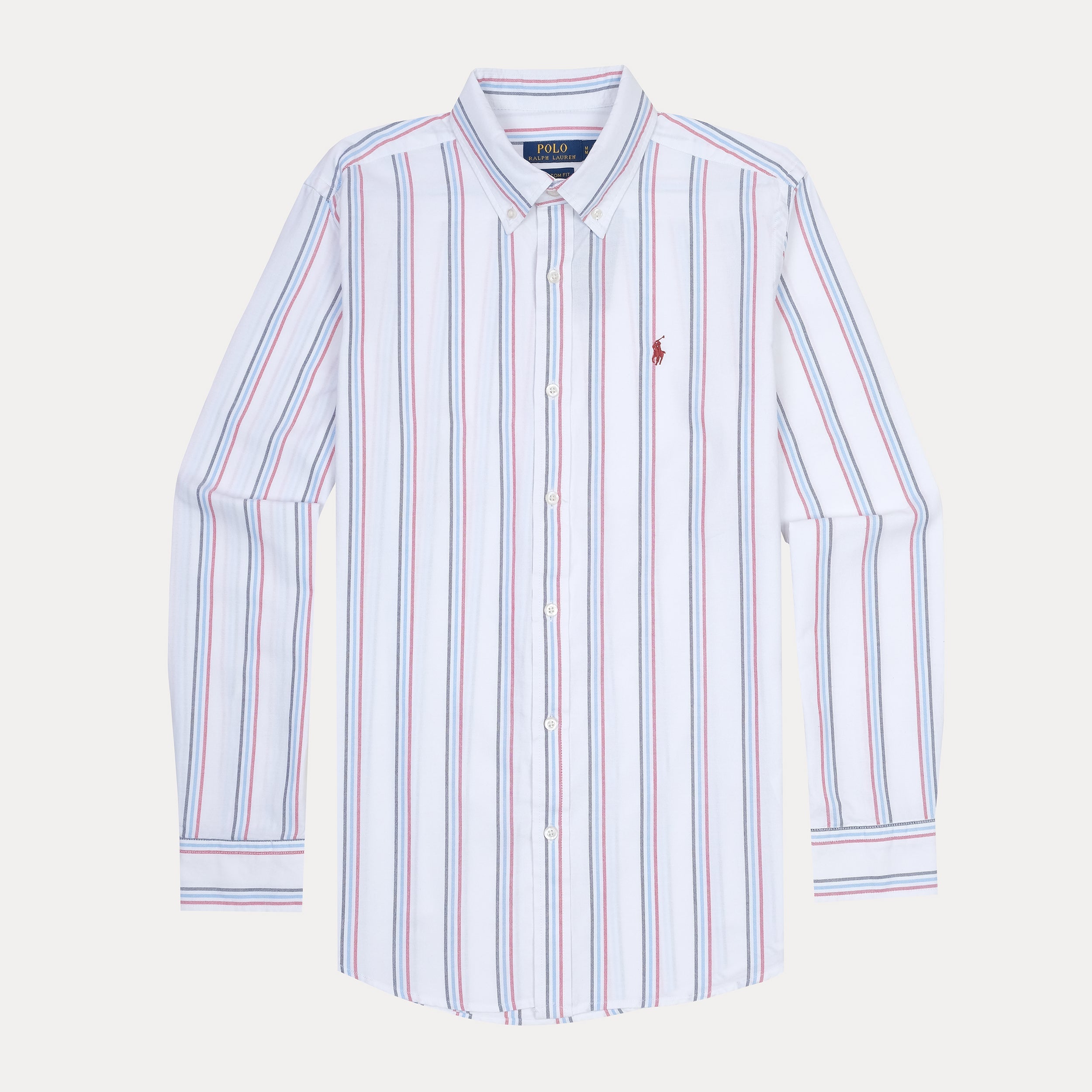 Polo Ralph Lauren Striped Elegance Button-Up Shirt in Crisp Cloud White