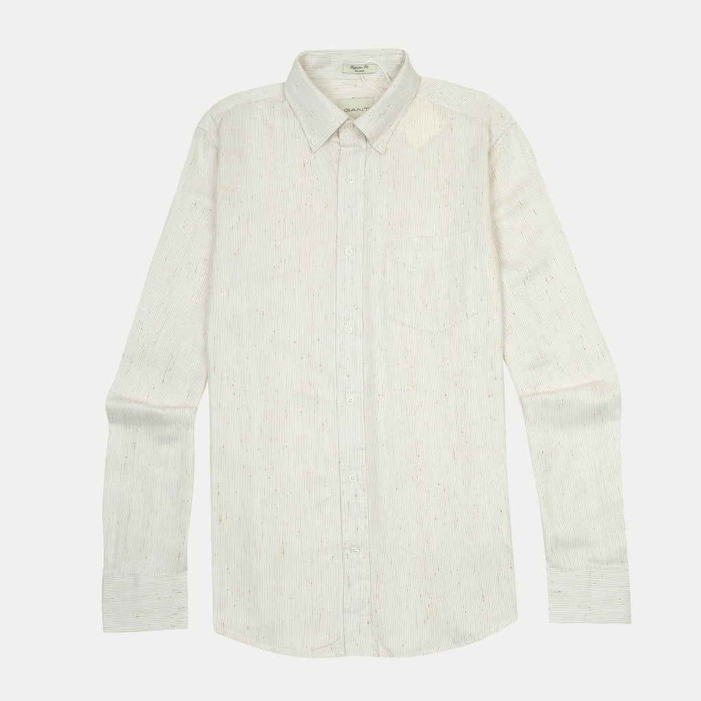 [Melange Slub Linen] GANT Elegant Melange Button-Up Shirt in Whispering Cream