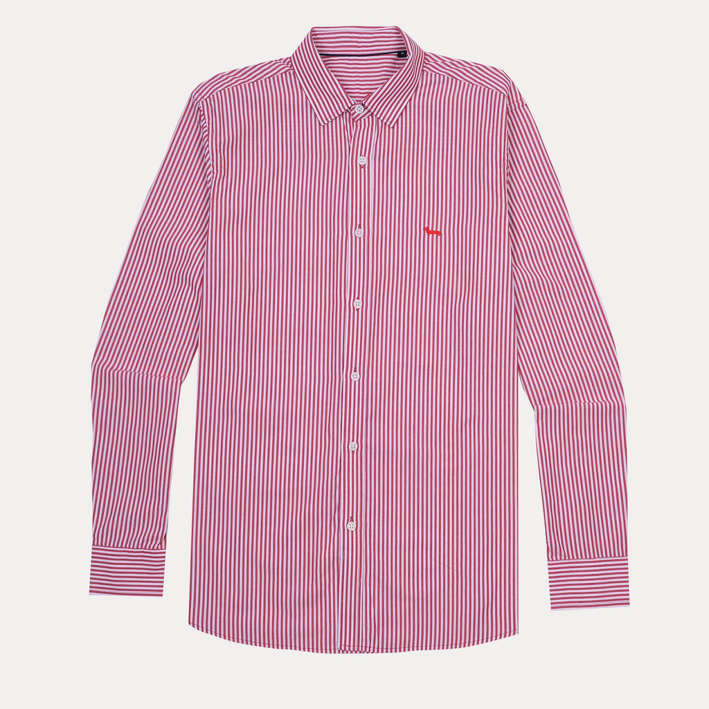 Harmont & Blaine Charming Crimson Striped Regular Fit Shirt
