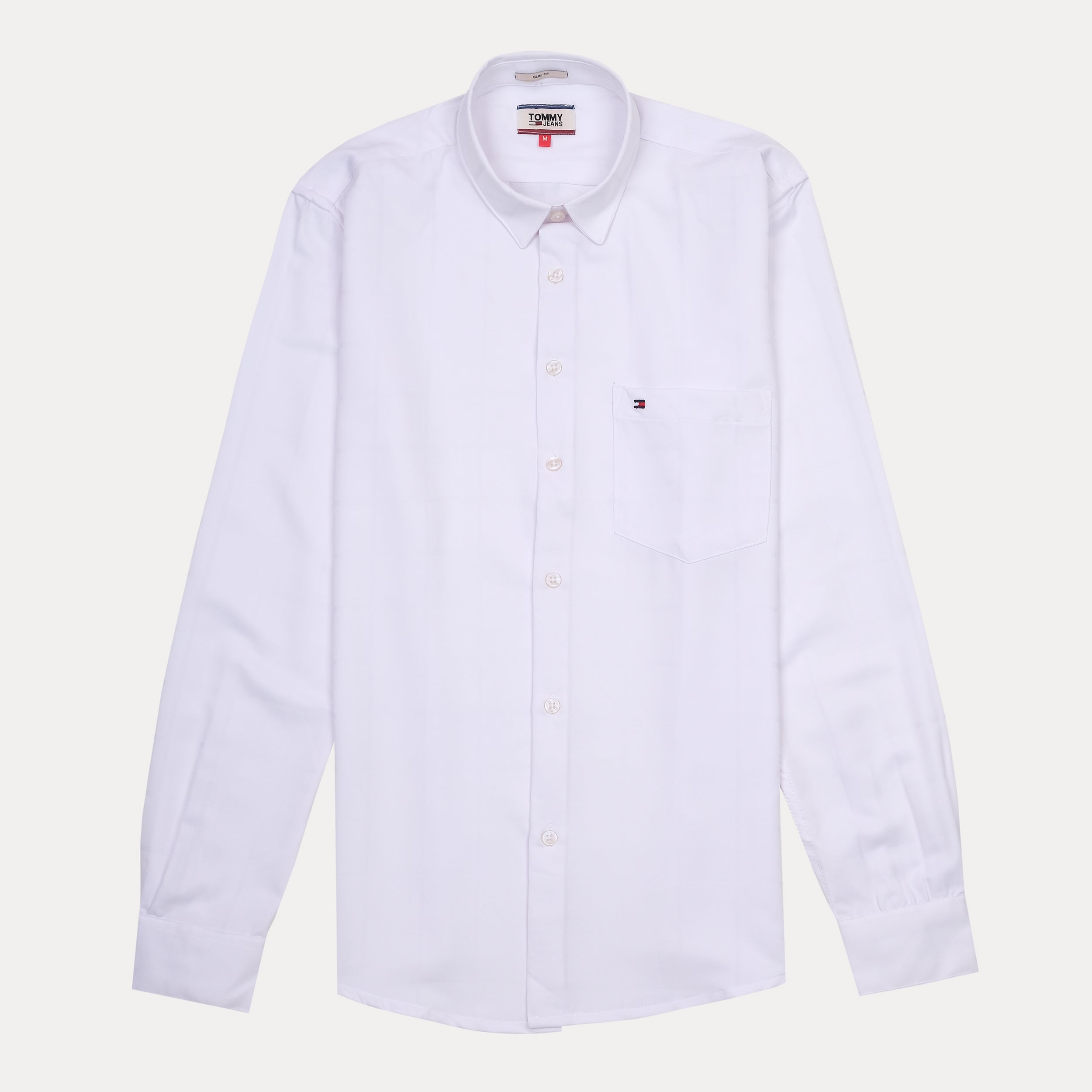 Tommy Jeans Crisp Cotton Slim Fit Shirt in Pure White Elegance