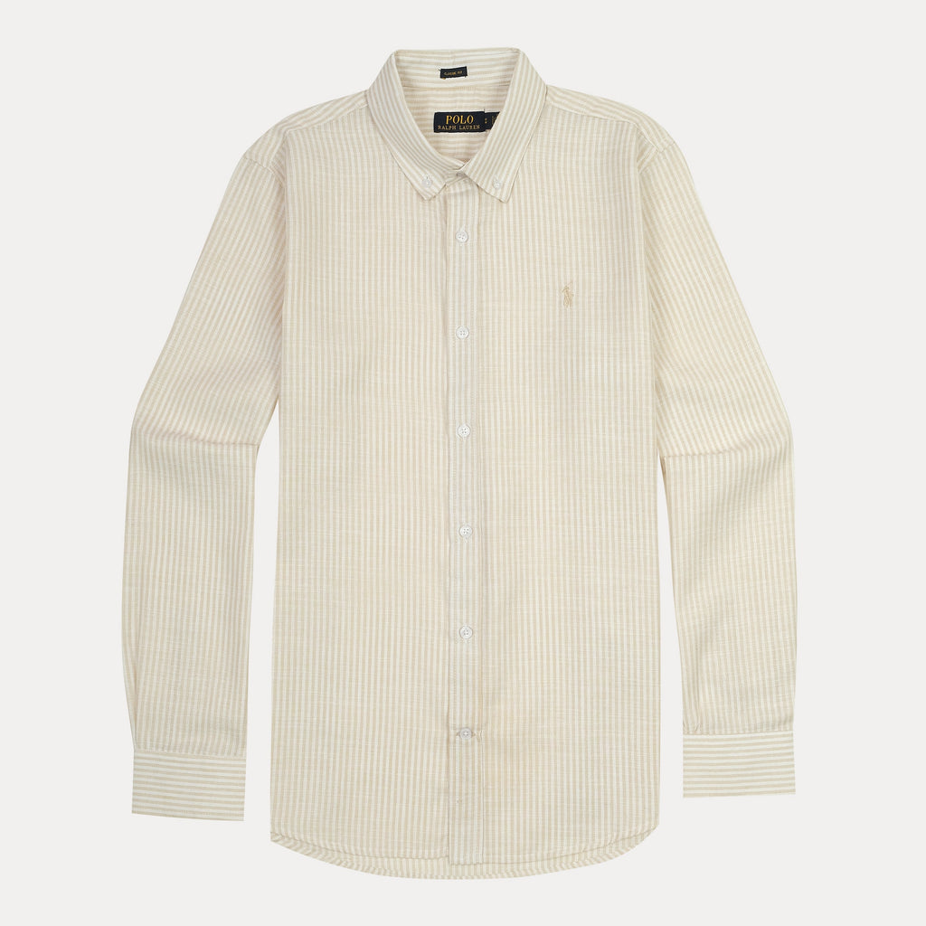 Polo Ralph Lauren Classic Fit Striped Linen Shirt in Creamy Vanilla
