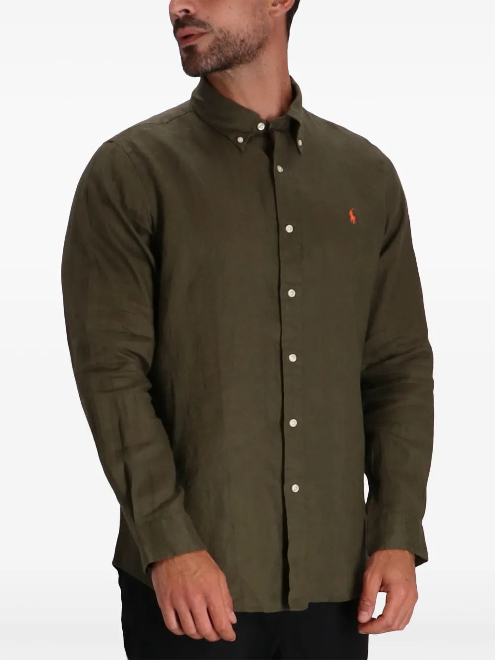 Polo Ralph Lauren Luxurious Olive Linen Button-Up Shirt