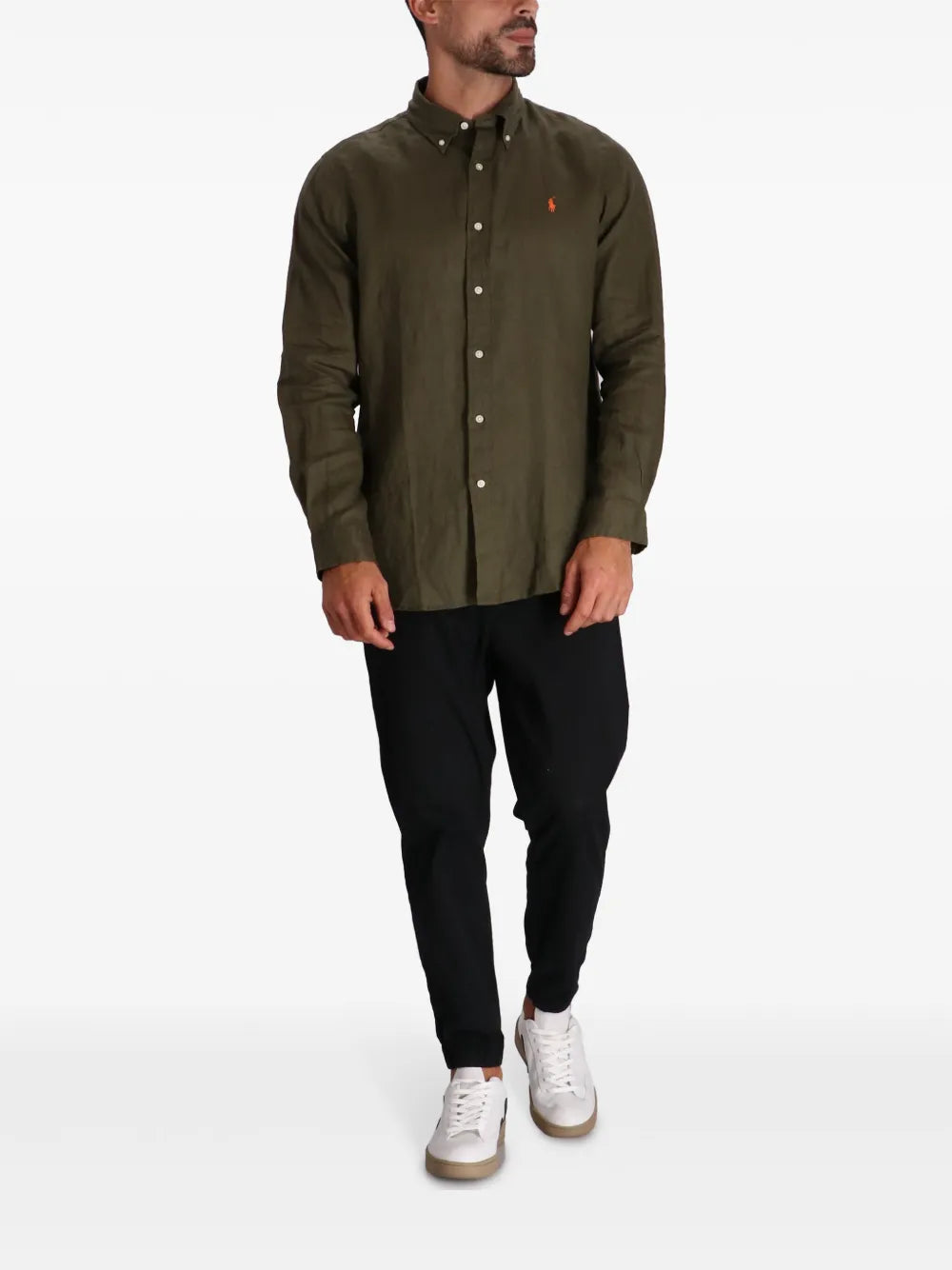 Polo Ralph Lauren Luxurious Olive Linen Button-Up Shirt