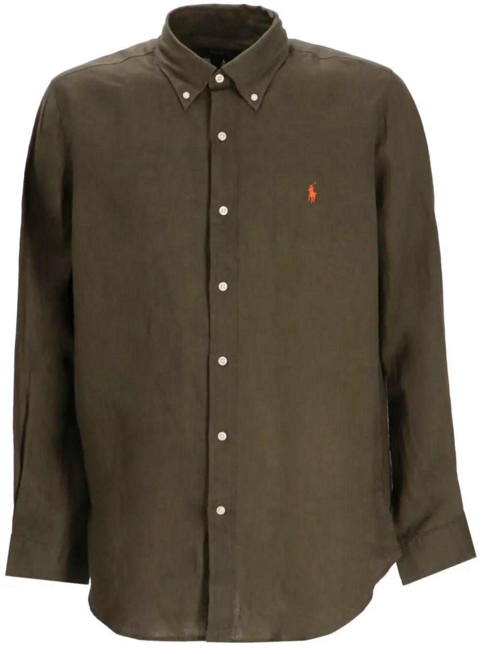 Polo Ralph Lauren Luxurious Olive Linen Button-Up Shirt