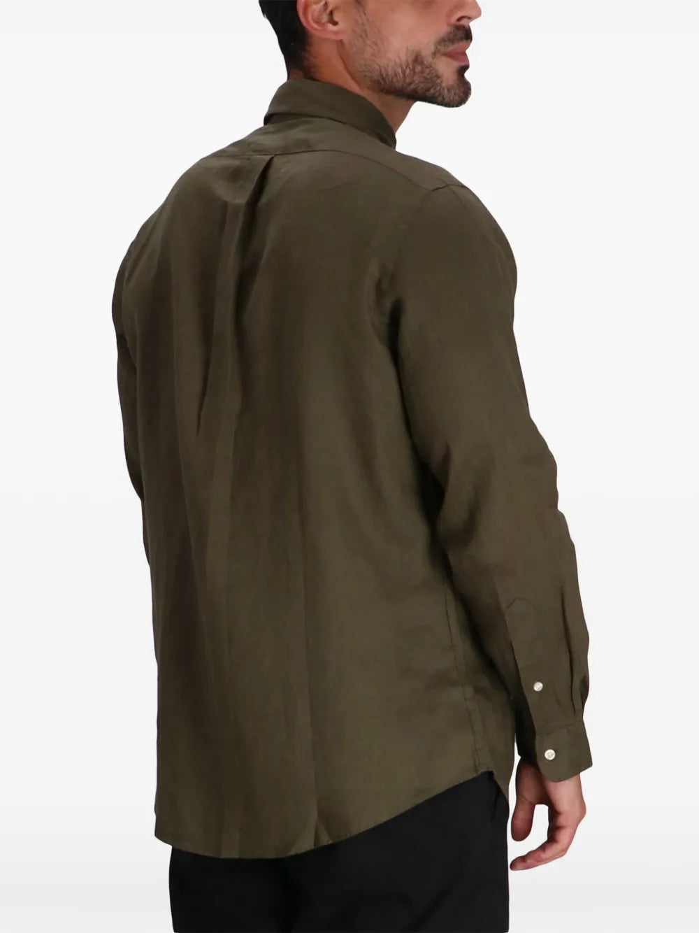 Polo Ralph Lauren Luxurious Olive Linen Button-Up Shirt