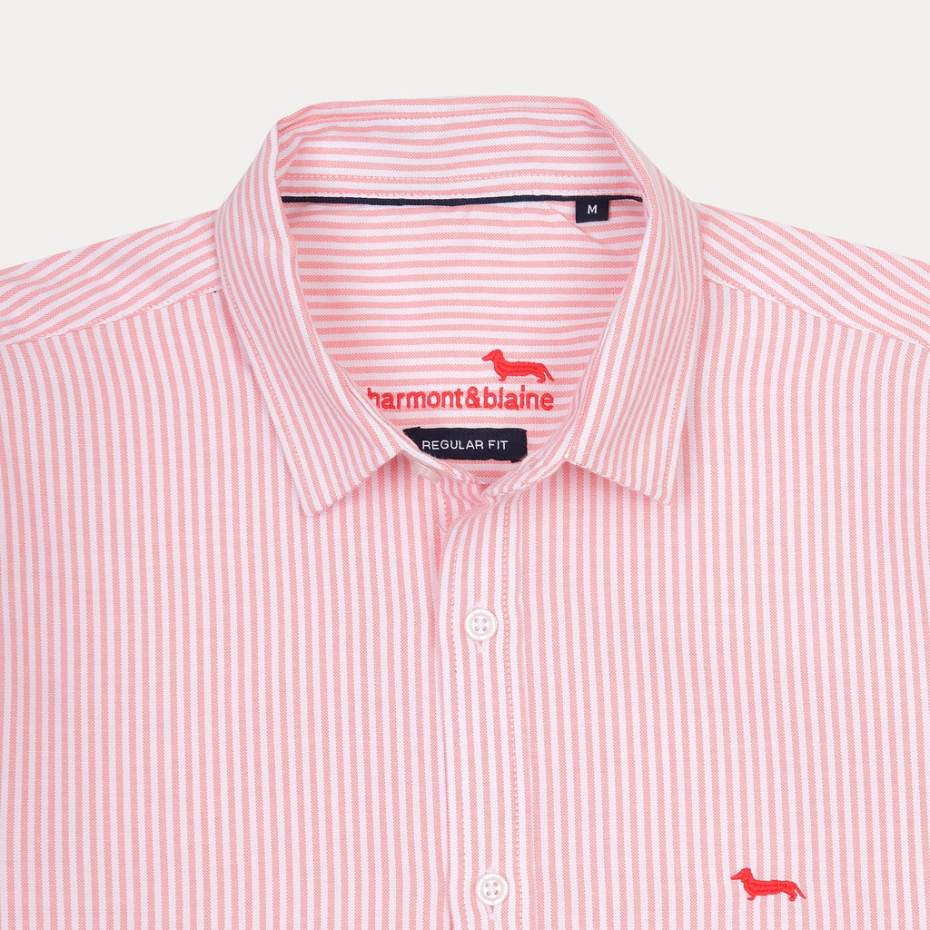 Harmont & Blaine Striped Elegance Shirt in Blushing Coral