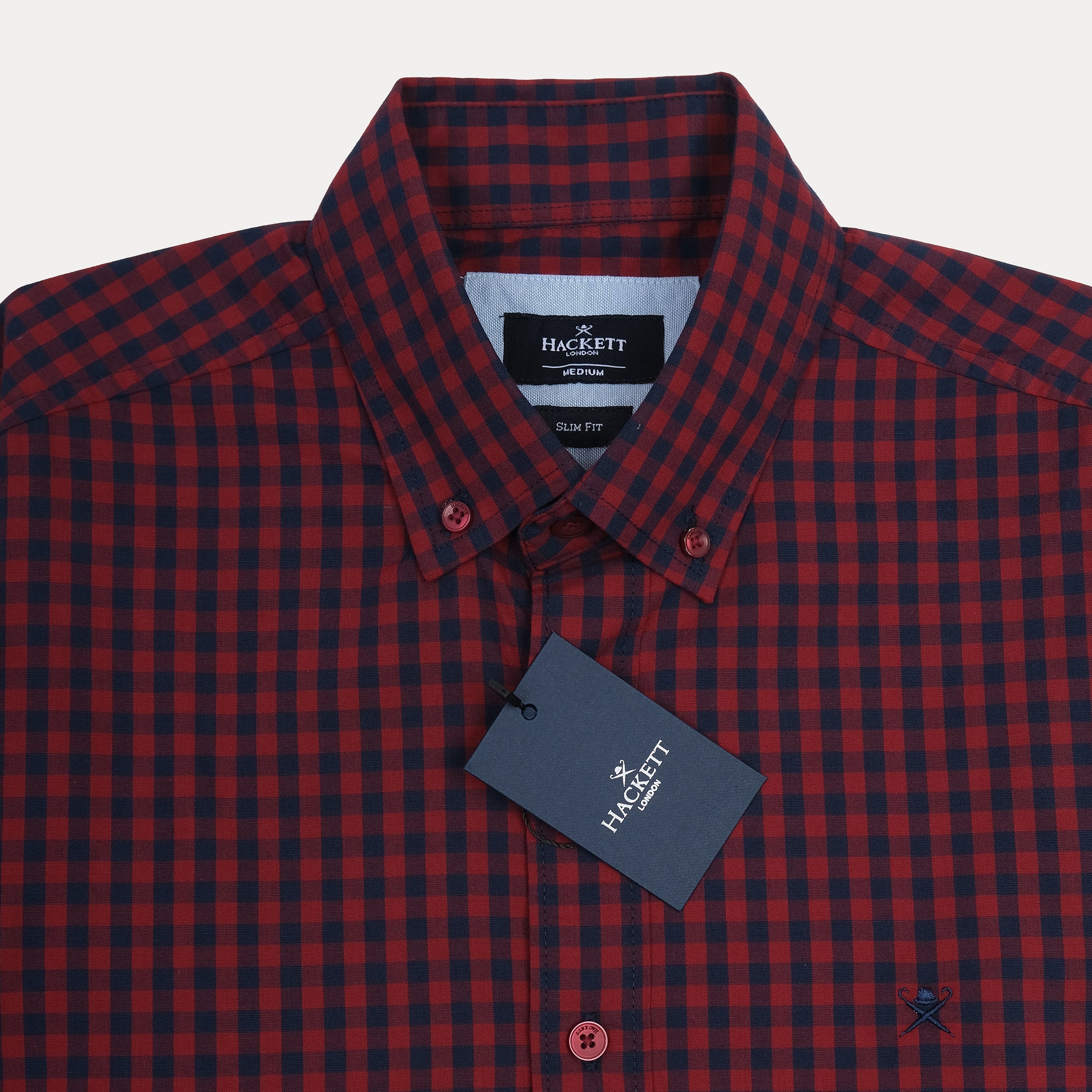 HACKETT Slim Fit Red and Navy Check Shirt