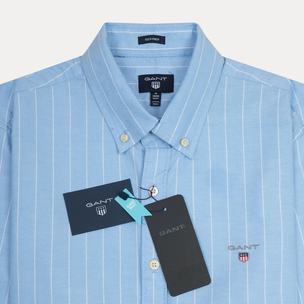 GANT Classic Fit Striped Button-Up Shirt in Sky Blue