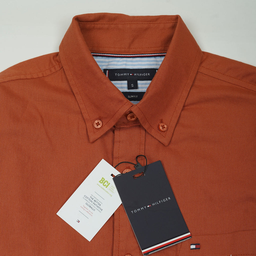 TOMMY HILFIGER Opulent Saffron Dusk Luxe Tailored Fit Long Sleeve Button-Up Shirt