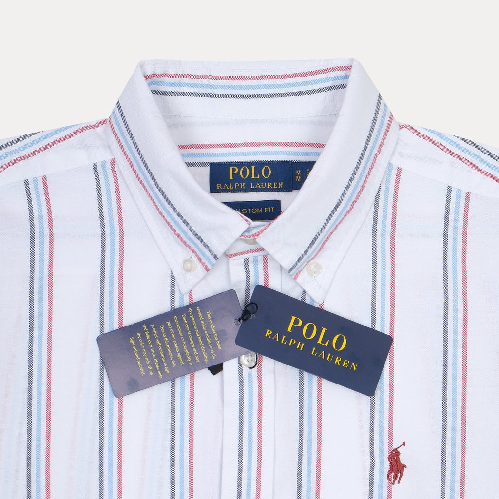 Polo Ralph Lauren Striped Elegance Button-Up Shirt in Crisp Cloud White