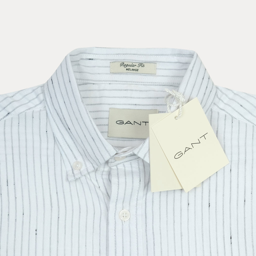 [Mélange Slub Linen] GANT Melange Striped Elegance Shirt in Whispering Blue