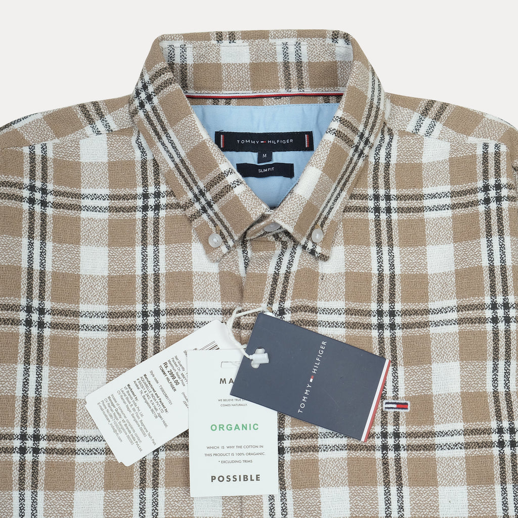 TOMMY HILFIGER Untamed Sable Umber Long Sleeve Button-Up Shirt