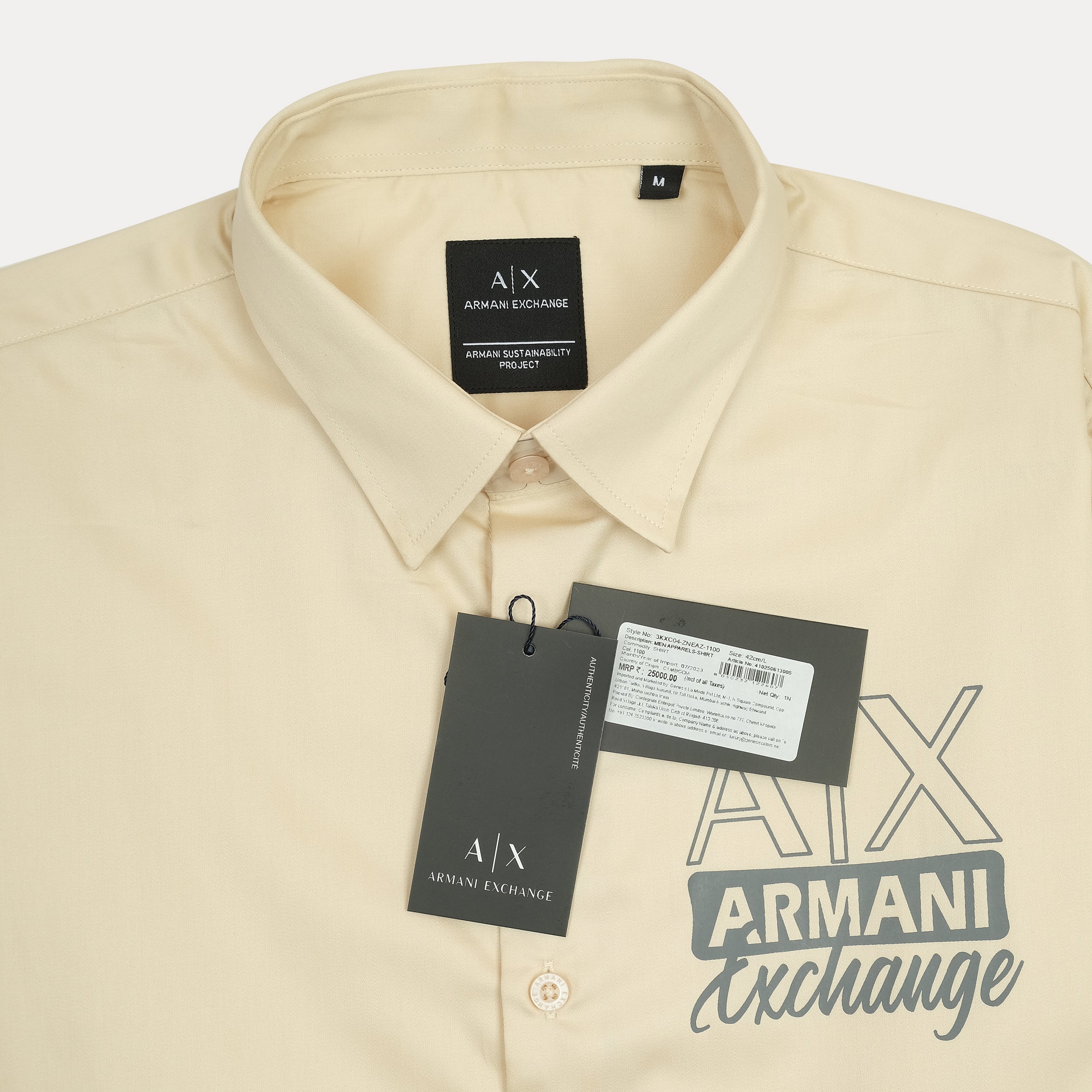 ARMANI EXCHANGE Prismatic Sable Umber Classic Fit Long Sleeve Shirt