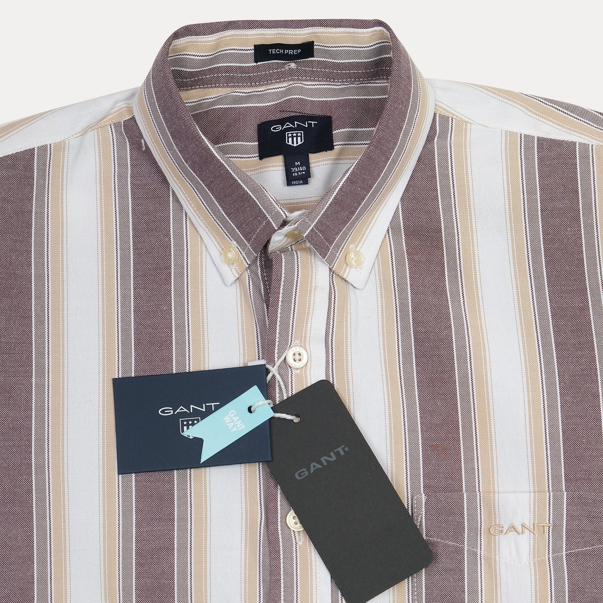GANT Striped Elegance Tech Prep Shirt in Earthy Tones