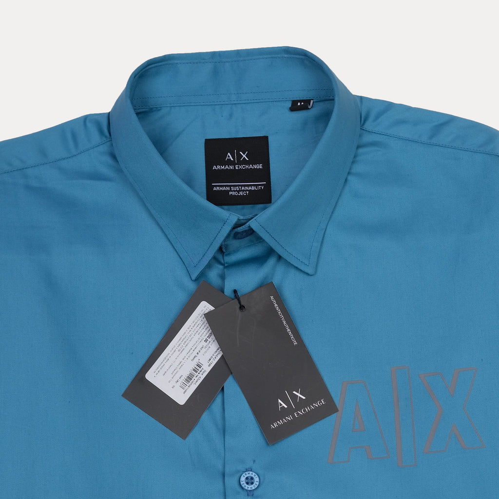 Armani Exchange Dapper Sky Blue Button-Up Shirt