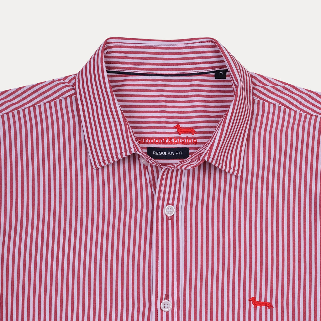 Harmont & Blaine Charming Crimson Striped Regular Fit Shirt