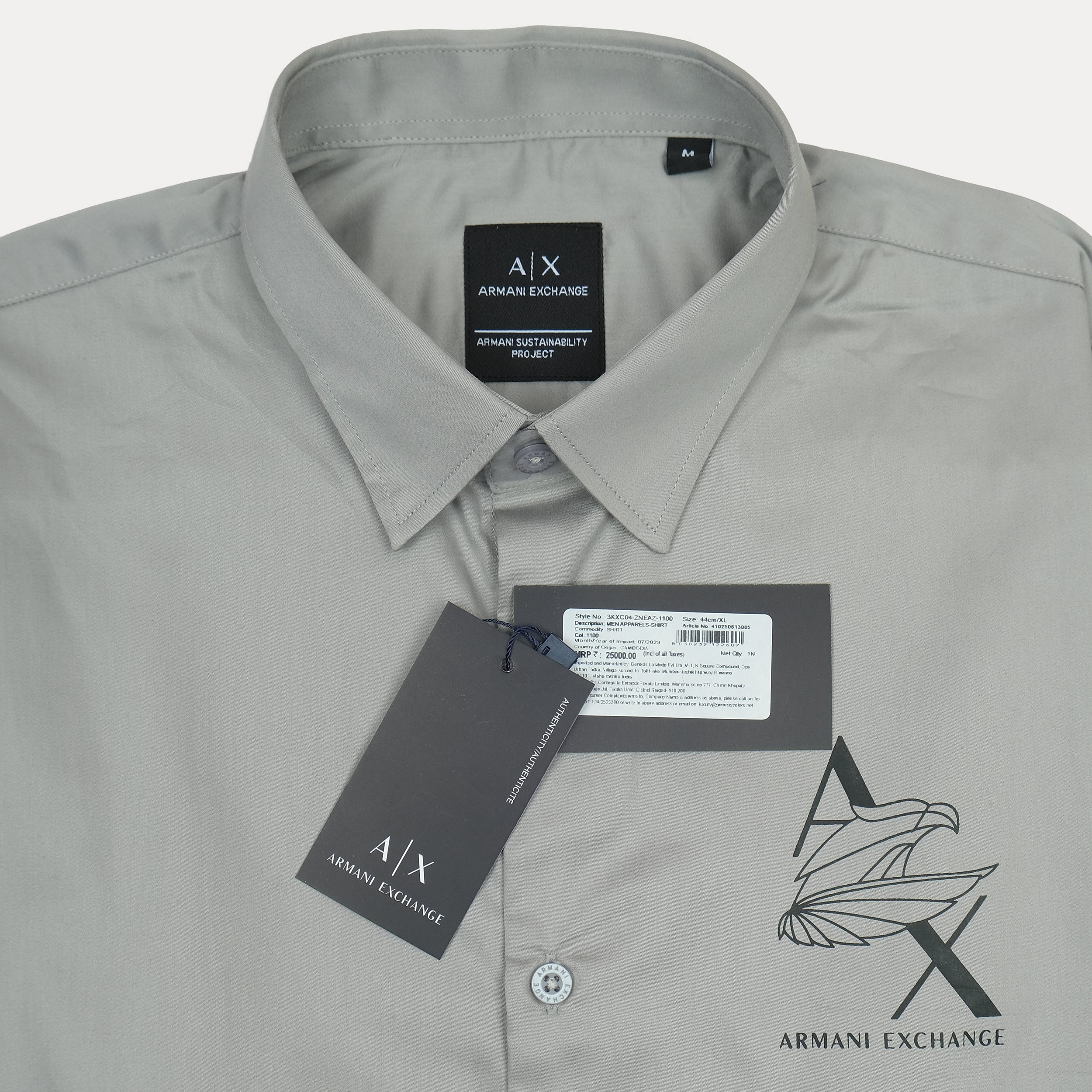 ARMANI EXCHANGE Opulent Ashen Long Sleeve Button-Up Shirt