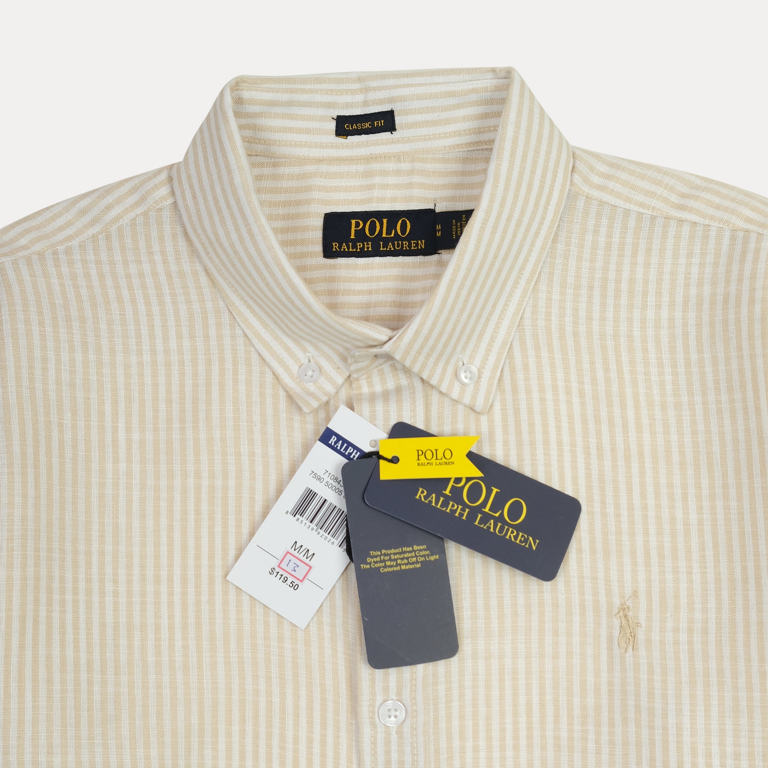 Polo Ralph Lauren Classic Fit Striped Linen Shirt in Creamy Vanilla