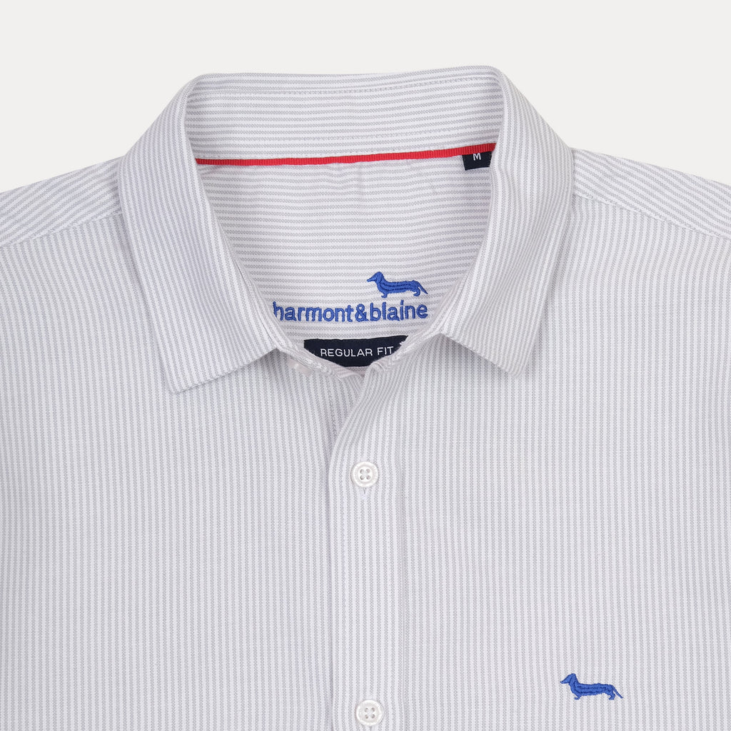 harmont&blaine Striped Elegance Shirt in Soft Sky