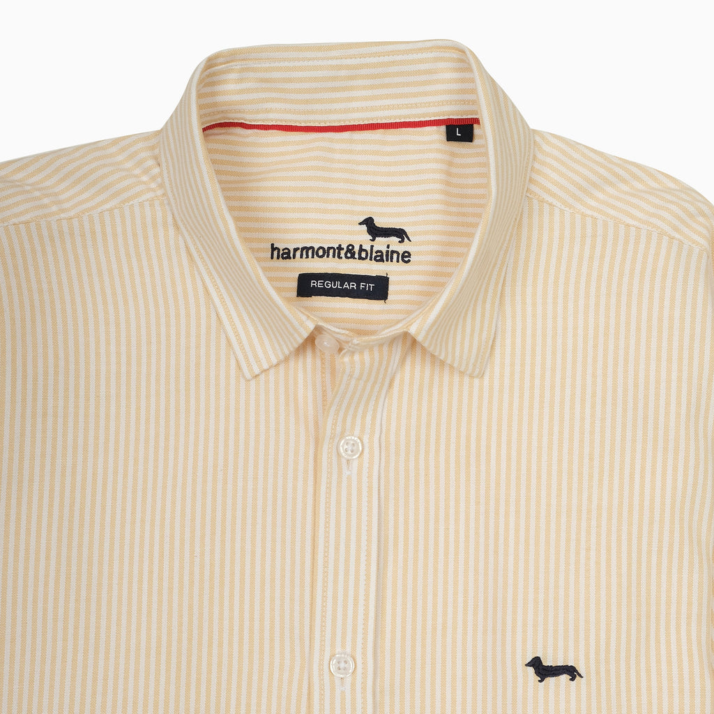 Harmont & Blaine Striped Regular Fit Shirt in Soft Yellow
