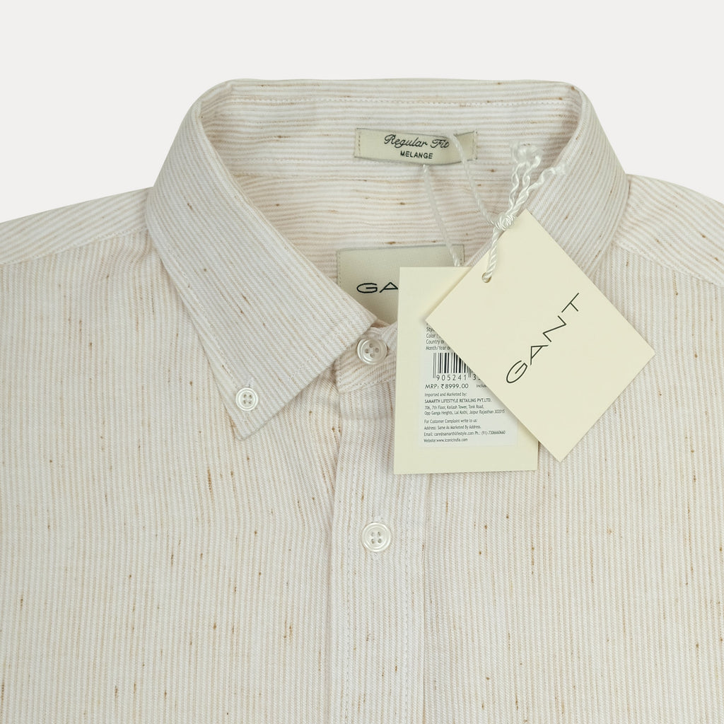 [Melange Slub Linen] GANT Elegant Melange Button-Up Shirt in Whispering Cream