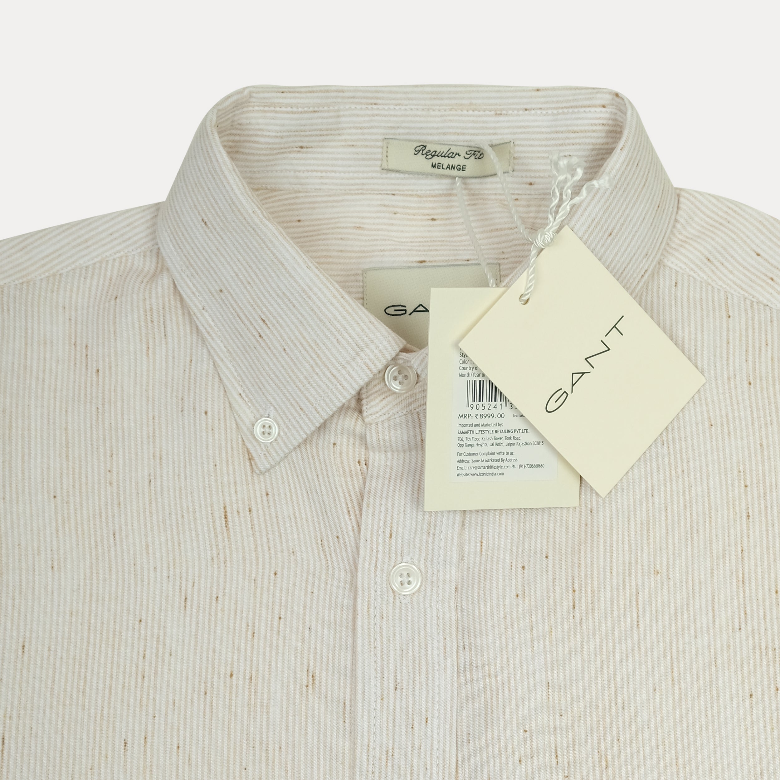 [Melange Slub Linen] GANT Elegant Melange Button-Up Shirt in Whispering Cream