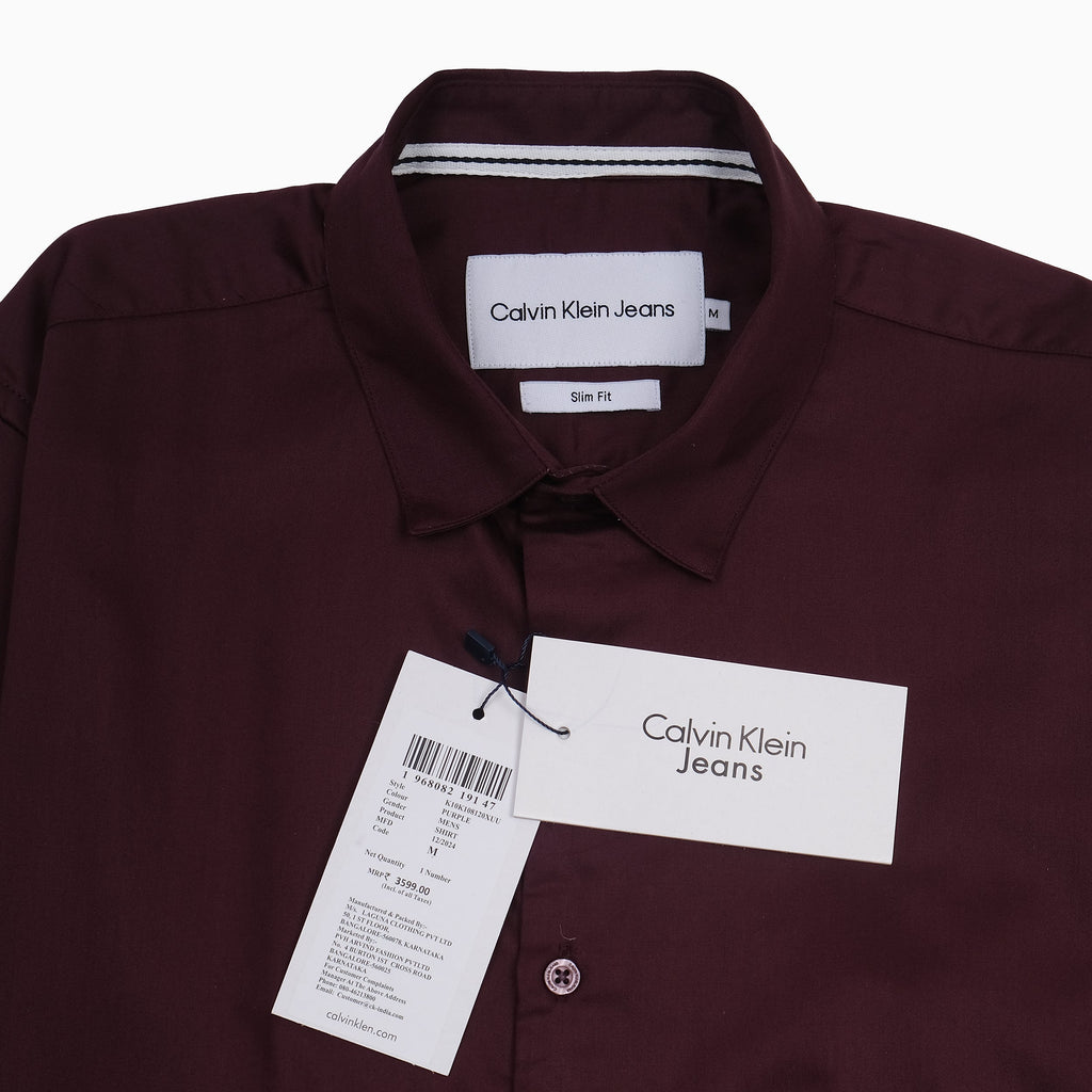 Calvin Klein Jeans Slim Fit Burgundy Shirt