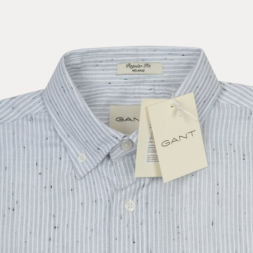 [Melange Slub Linen] GANT Melange Striped Elegance Shirt in Soft Sky