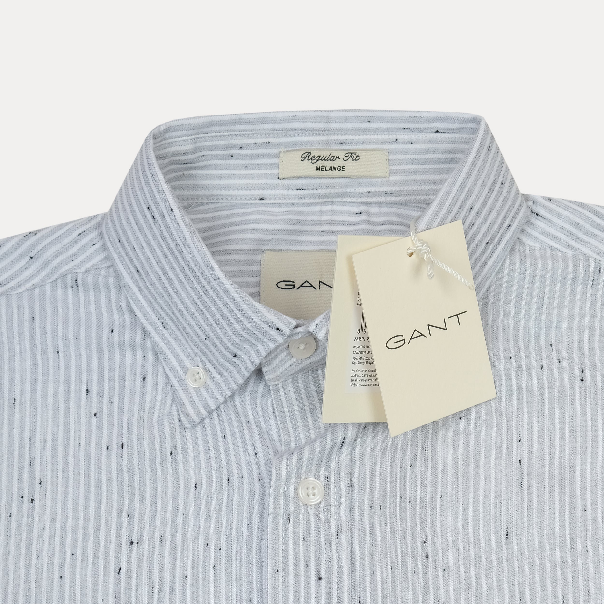 [Melange Slub Linen] GANT Melange Striped Elegance Shirt in Soft Sky