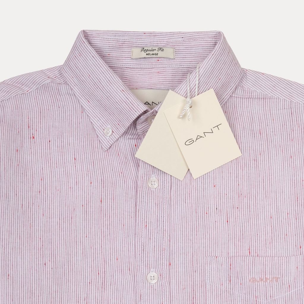 [Melange Slub Linen] GANT Melange Stripe Shirt in Blushing Petal