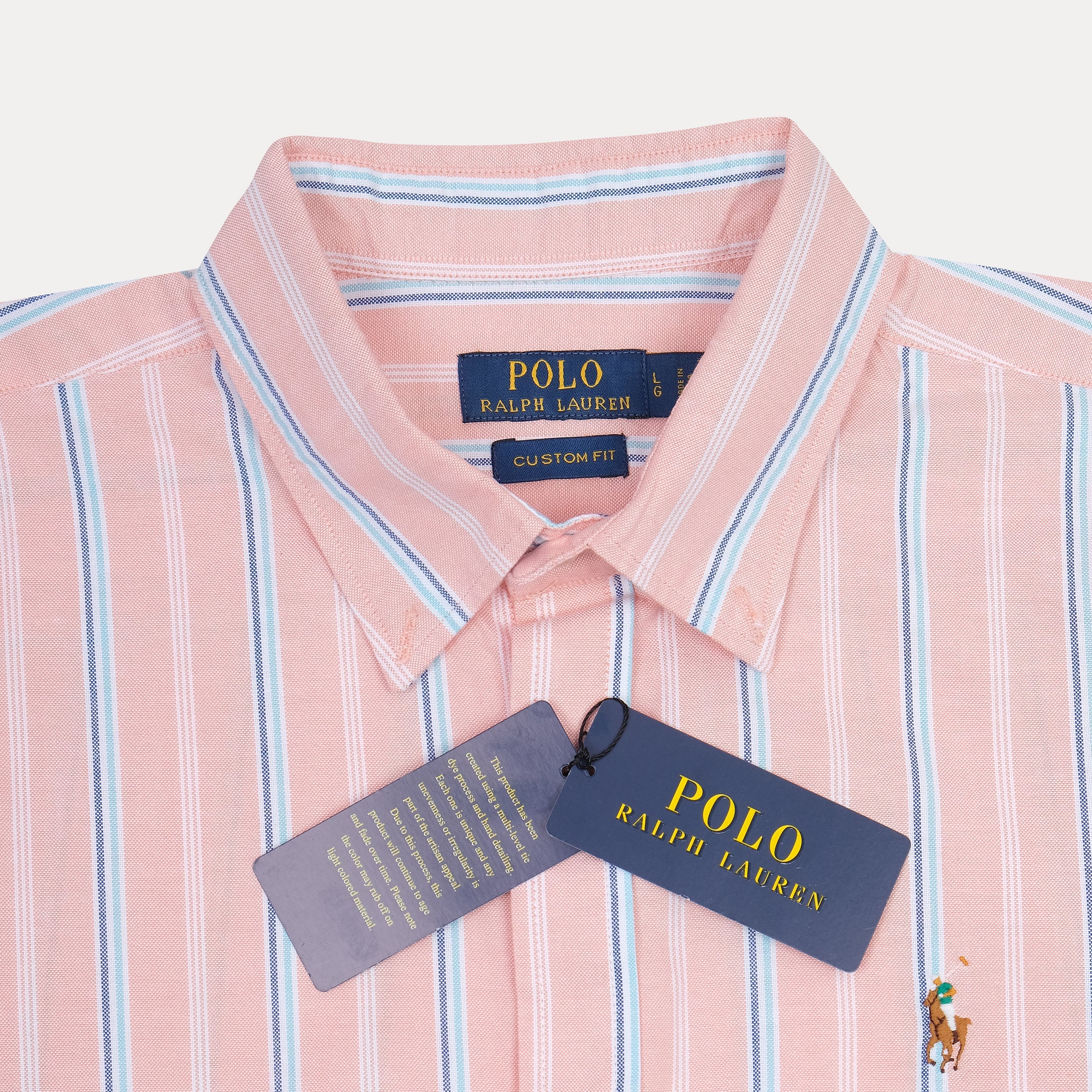Polo Ralph Lauren Custom Fit Striped Delight Shirt in Blush Breeze