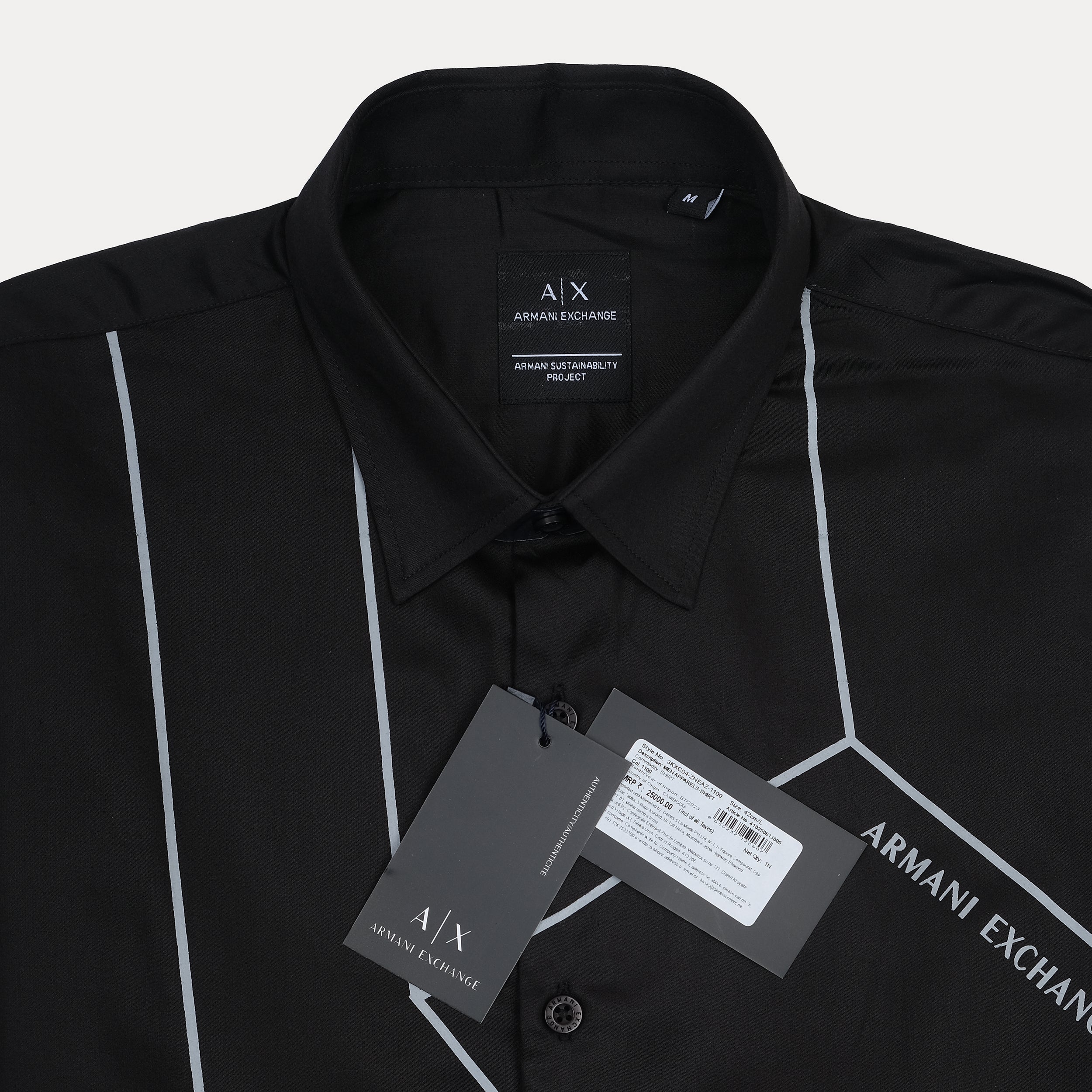 ARMANI EXCHANGE Opulent Onyx Long Sleeve Button-Down Shirt