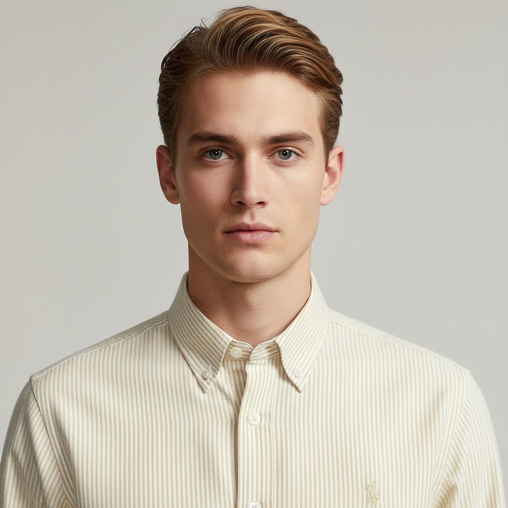Polo Ralph Lauren Classic Fit Striped Shirt in Creamy Vanilla Swirl - zoomed view