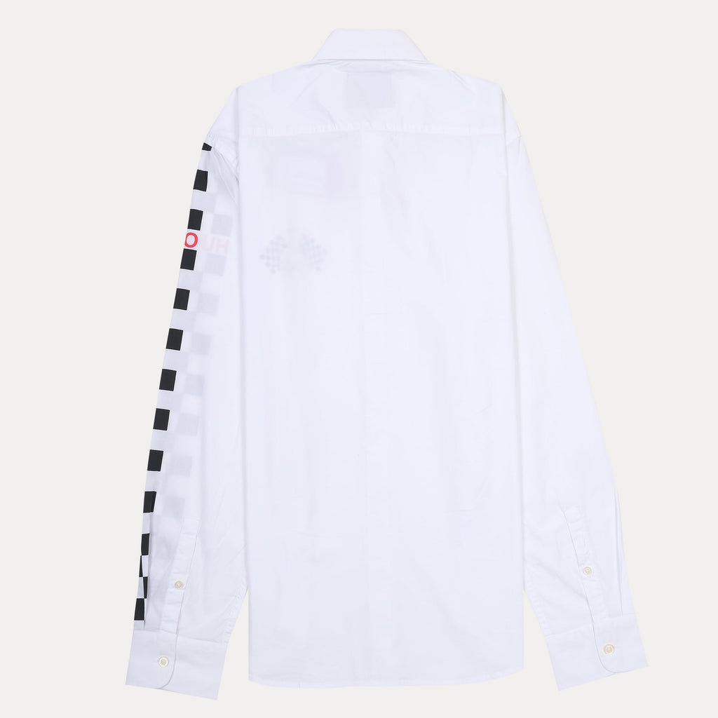 HUGO Checkerboard Graphic Long Sleeve Shirt