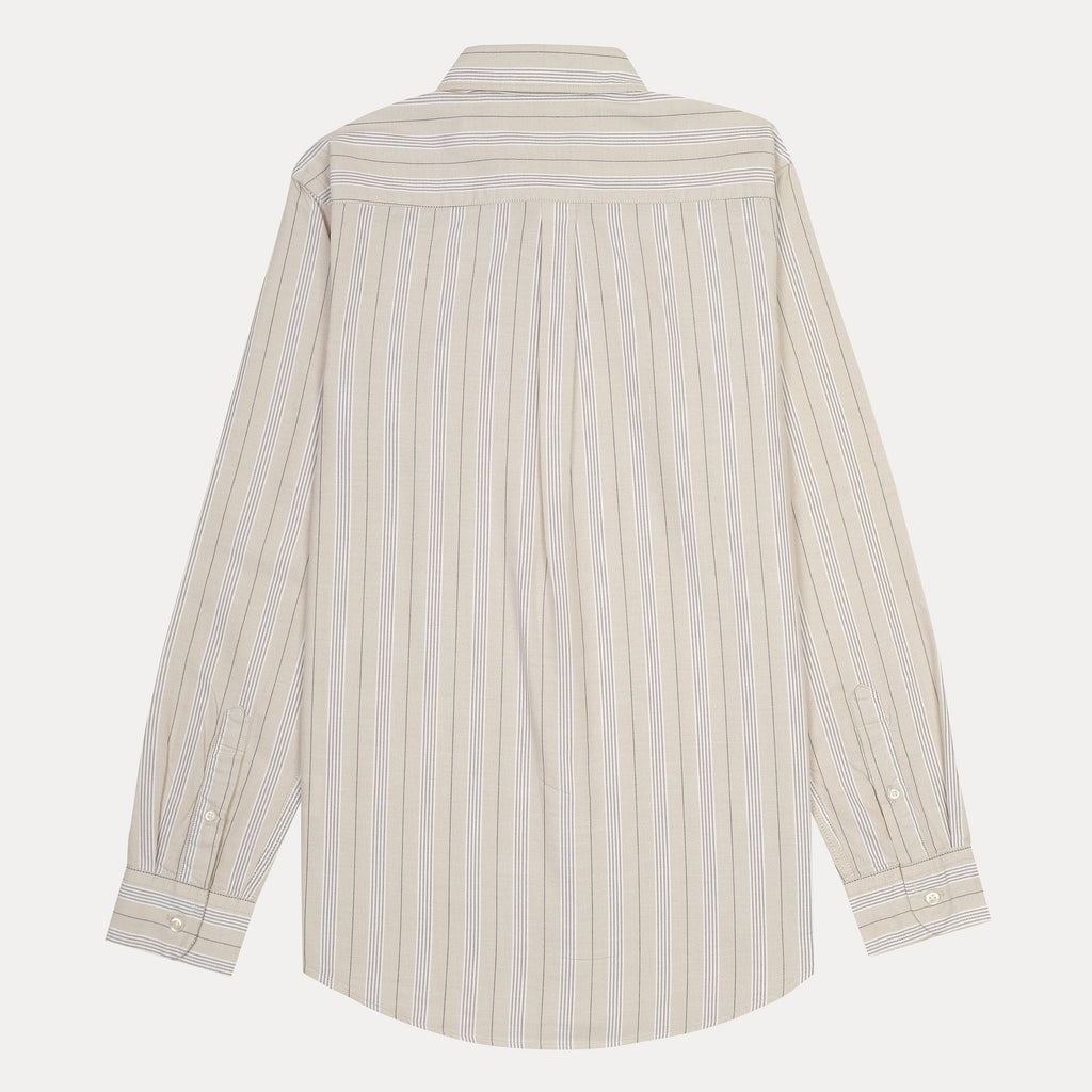 Polo Ralph Lauren Striped Elegance Shirt - Creamy Beige with Subtle Blue Stripes