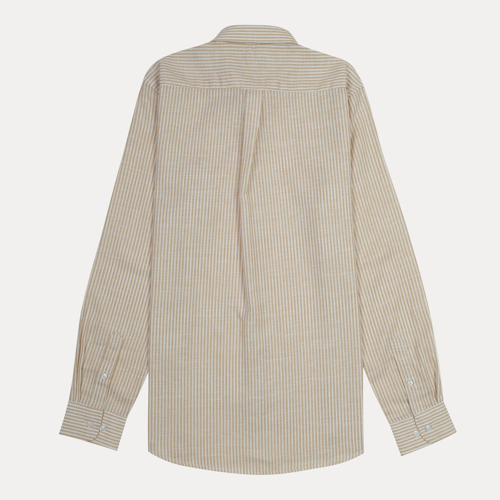 Polo Ralph Lauren Classic Fit Striped Linen Shirt in Golden Sand