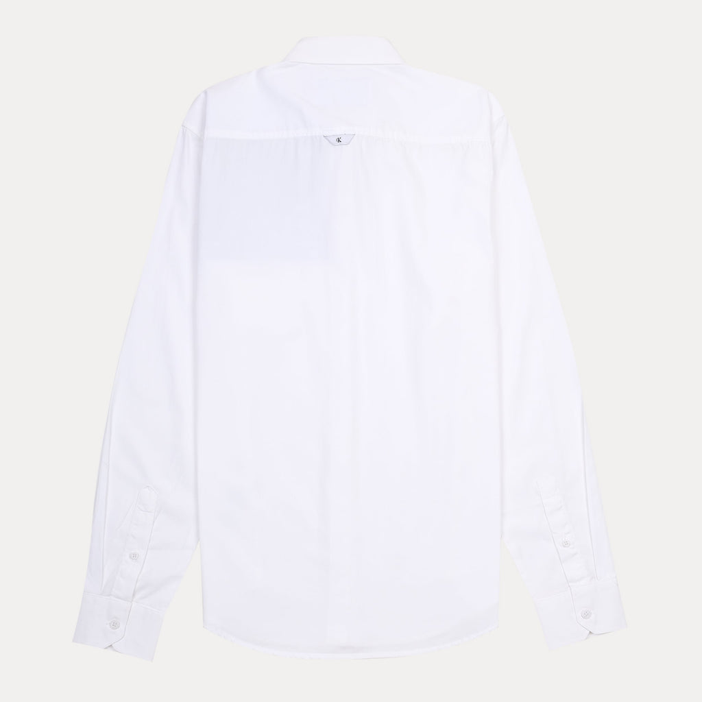 Calvin Klein Striped Symphony Button-Up Shirt in Crisp Cloud White