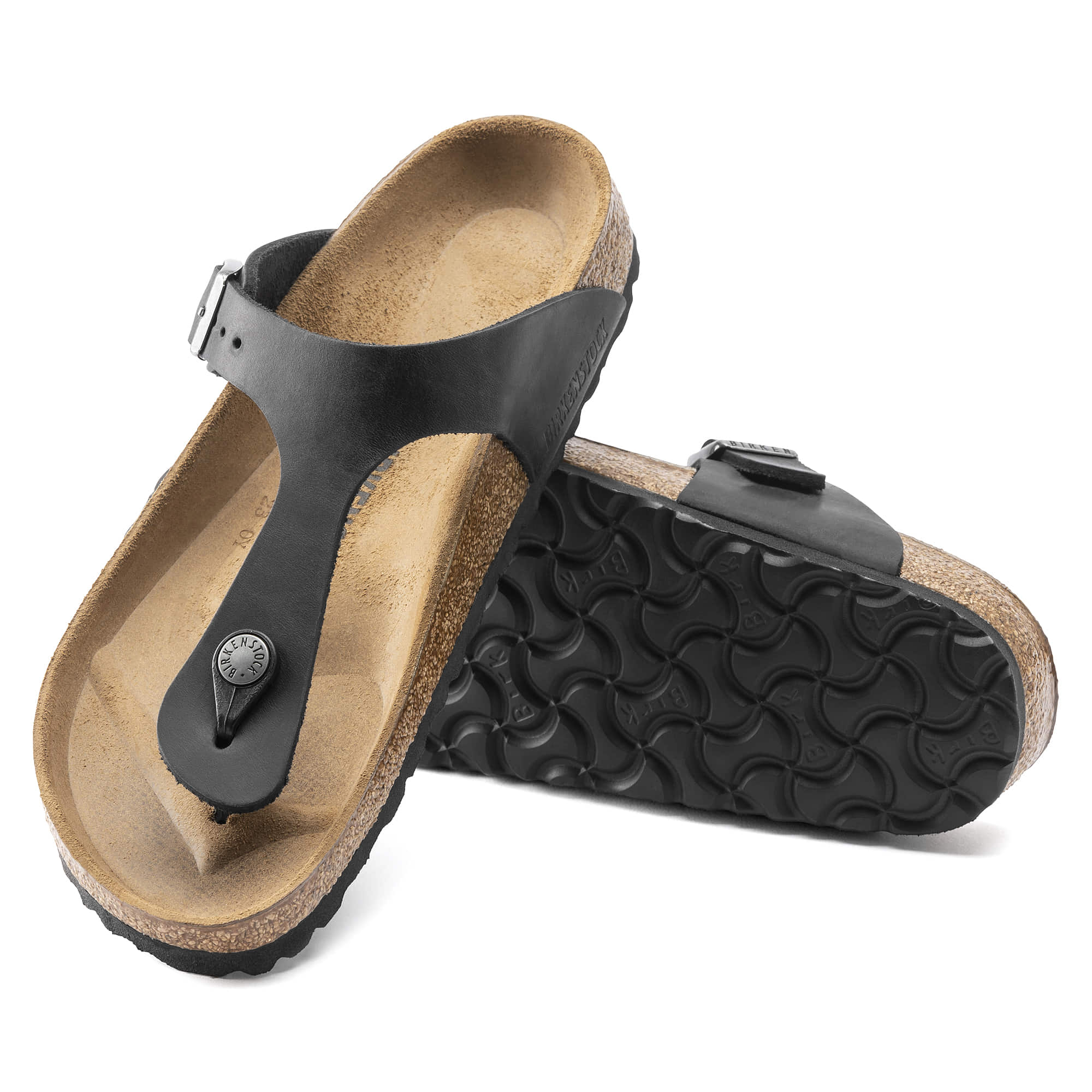 Birkenstock Elegant Black Cork Footbed Sandals