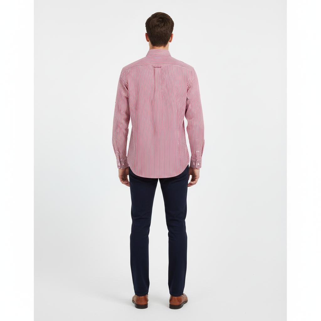 Harmont & Blaine Charming Crimson Striped Regular Fit Shirt - back view