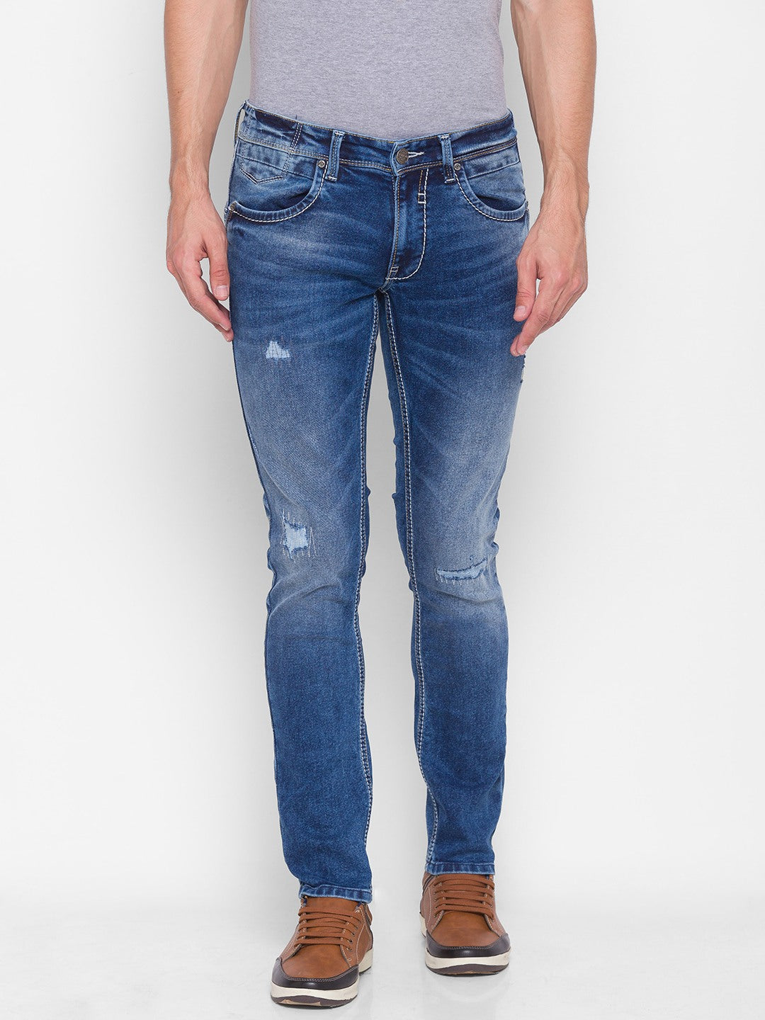 SPYKAR Classic Slim Fit Distressed Jeans