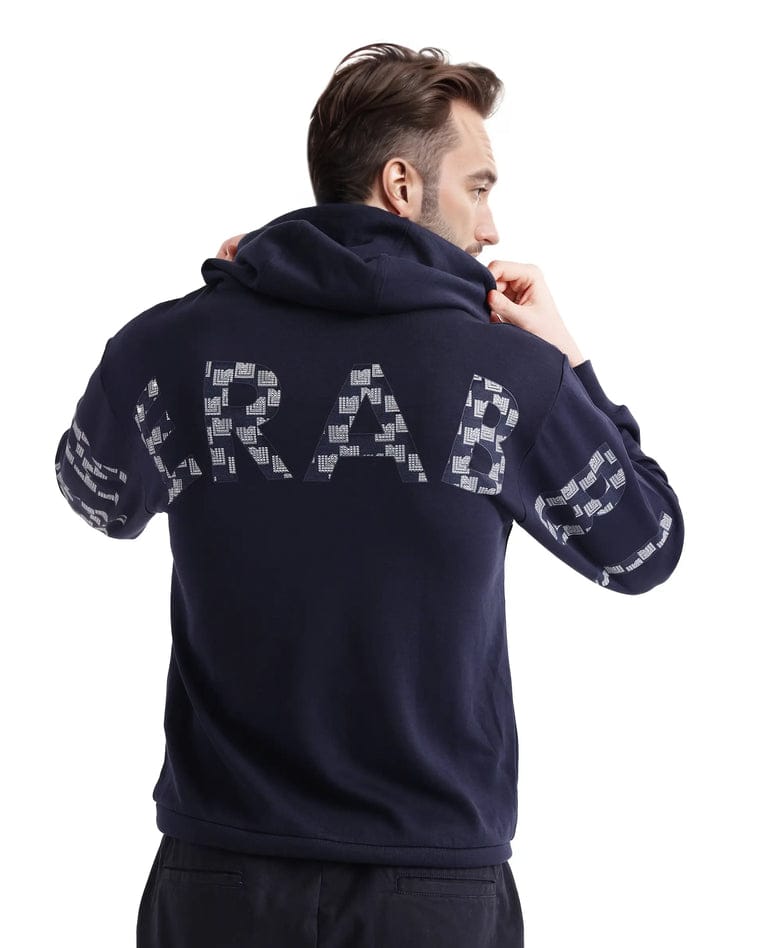 RARE RABBIT Cozy Midnight Blue Graphic Hoodie