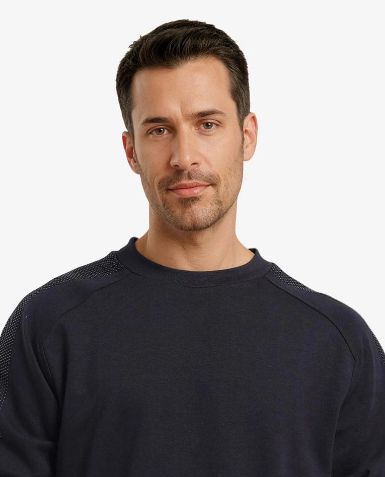 RARE RABBIT Cozy Charcoal Crewneck Sweatshirt with Stylish Mesh Accents