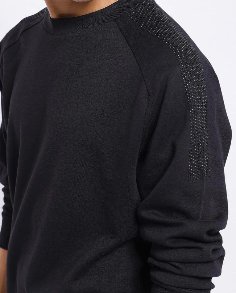 RARE RABBIT Cozy Charcoal Crewneck Sweatshirt with Stylish Mesh Accents