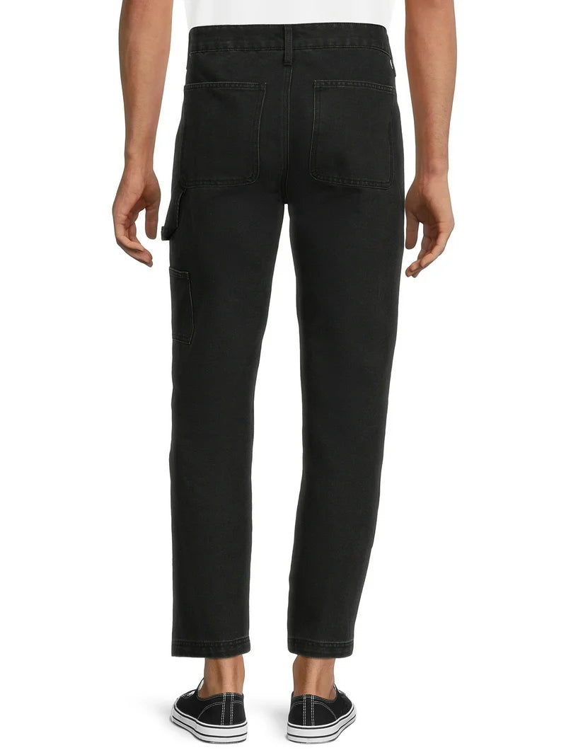 No Boundries Artistic Black Canvas Carpenter Pants with Vibrant Splashes