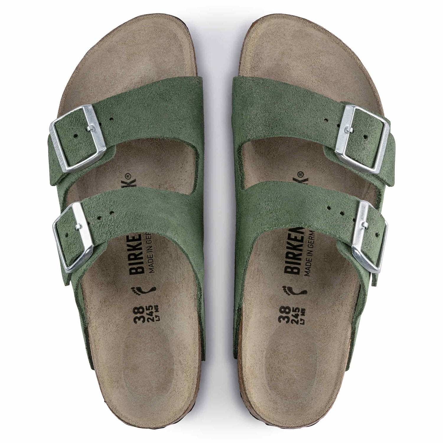 Birkenstock Suede Serenity Green Double Buckle Sandals