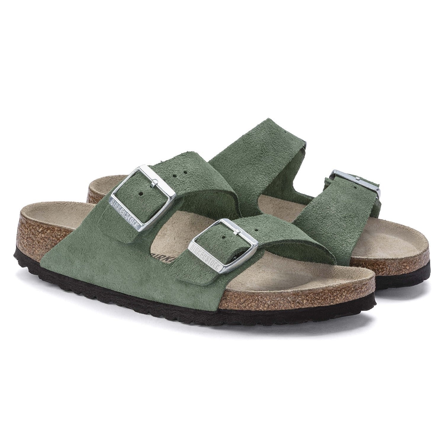 Birkenstock Suede Serenity Green Double Buckle Sandals