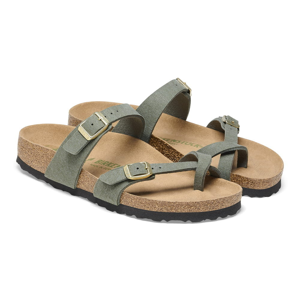 Birkenstock Eco-Friendly Olive Green Vegan Sandals with Chic Buckles