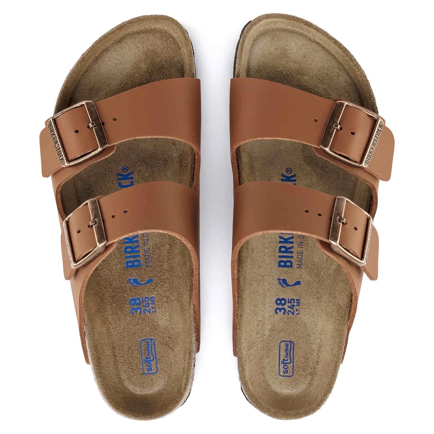 Birkenstock Classic Tan Leather Arizona Sandals with Adjustable Buckles